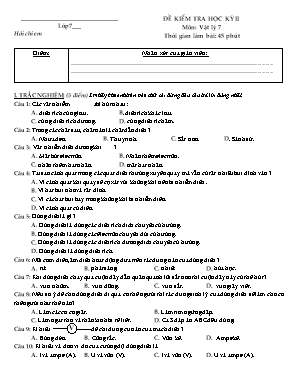 Bộ đề kiểm tra chất lượng học kỳ II môn Vật lý Lớp 7